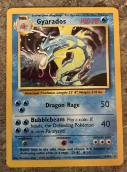 Pokemon TCG Gyarados Base Set 6/102 Holo 1999-2000 Wizards Base Set Copyright - Image 1