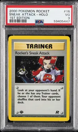 2000 POKEMON ROCKET 1ST EDITION #16 ROCKET'S SNEAK ATTACK-HOLO PSA 3 - Image 1