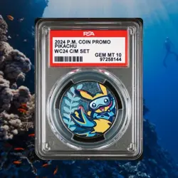 Scuba Pikachu Metal Coin PSA 10 Pokemon Honolulu World Championship Promo 2024 - Image 1