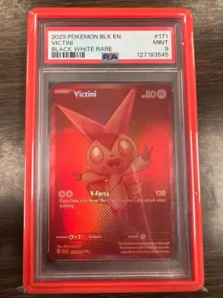 Victini ~ 2025 Pokemon 171/086 Sv: Black Bolt Holo Black White Rare PSA 9 Mint - Image 1