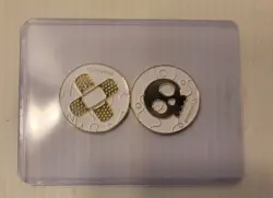 Pokemon TCG Sword And Shield Metal Burn And Poison Condition Tokens Gold - Image 1