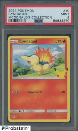 2021 Pokemon McDonald's Collection #10 Cyndaquil PSA 9 MINT - Image 1