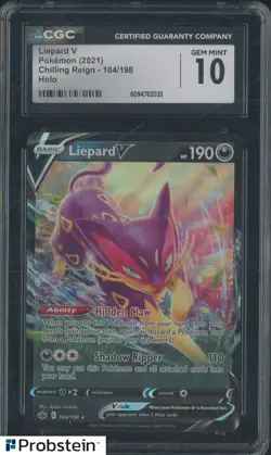 2021 Pokemon Chilling Reign #104/198 Liepard V Holo CGC 10 GEM MINT - Image 1