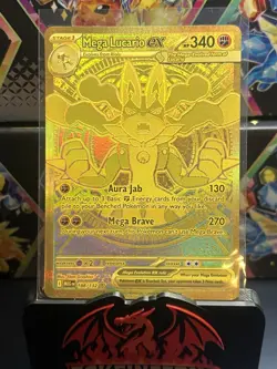 Mega Lucario Ex 188/132 Mega Evolution Gold Hyper Rare Pokemon TCG Card English - Image 1
