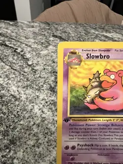Slowbro 1st Edition 1999 Fossil Pokemon Card 43/62 DMG Crease - Image 2