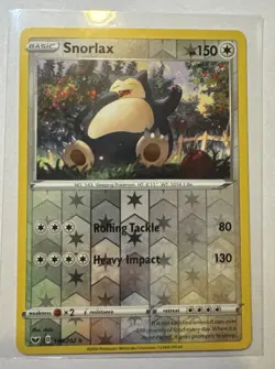 Snorlax 140/202 Reverse Holo SWSH01: Sword & Shield Base Set Pokemon Card NM - Image 1