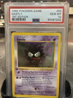 Pokemon TCG Gastly 1st Edition Common Card Base Set, Shadowless, 50/102 PSA 10 - Image 1
