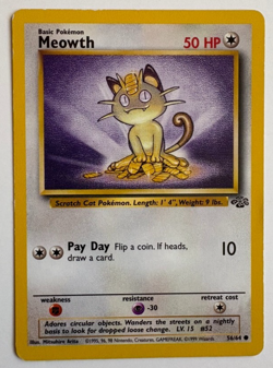 Meowth 56/64 Pokemon Card & Top Loader (Jungle Set) - Image 1