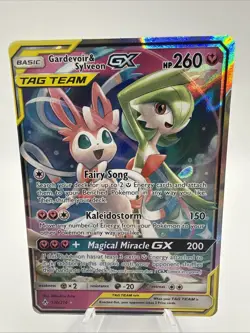 Gardevoir & Sylveon GX 130/214 Tag Team Ultra Rare Pokemon Card NM - Image 1