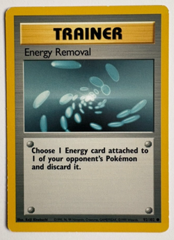Energy Removal Trainer 92/102 Pokemon Card & Top Loader (Base Set) - Image 1