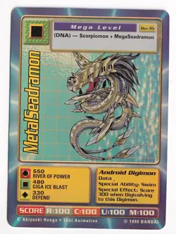 MetalSeadramon FOIL Digimon BO-35 Card Digital Monsters 1999 Bandai TCG CCG Holo - Image 1