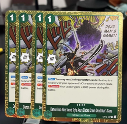 PLAYSET x4 CARDS of #OP12-037 Demon Aura Nine Sword Style Drawn - Image 1