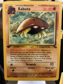 Kabuto 50/62 First Edition Fossil Pokemon - Image 1