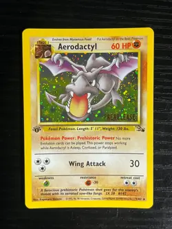 Pokemon TCG RARE COSMOS Aerodactyl Prerelease Promo Holo Foil Near Mint European - Image 1