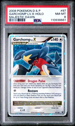 Garchomp LV.X 97/100 Majestic Dawn Holo Pokemon 2008 PSA 8 - Image 1
