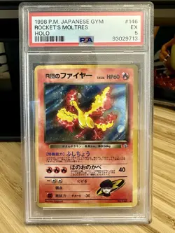 1997 Pokemon TCG Japanese Gym Rocket’s Moltres Holo PSA 5 EX VINTAGE!!! - Image 1