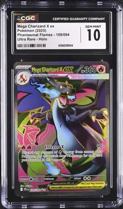 Pokemon TCG Mega Charizard X ex 109/094 CGC 10 GEM MINT Phantasmal Flames - Image 1