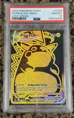 2022 POKEMON SWORD & SHIELD LOST ORIGIN #TG29 FULL ART/PIKACHU VMAX PSA 10 - Image 1