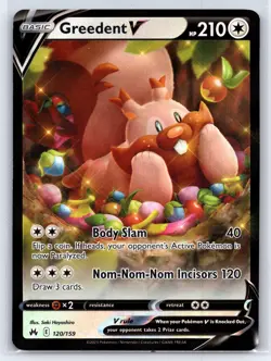 Pokemon TCG - Crown Zenith - Greedent V Holofoil Rare 120/159 - Image 1
