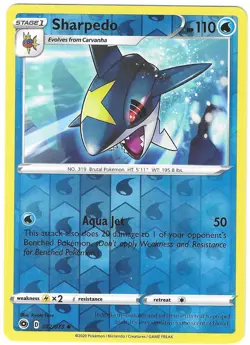 POKEMON CHAMPIONS PATH REVERSE HOLO SHARPEDO 012/073 NM/MINT PACK FRESH - Image 1