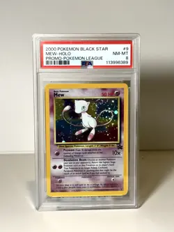 2000 POKEMON PROMO BLACK STAR #9 MEW-HOLO PROMO-POKEMON LEAGUE PSA 8 SWIRL 🌀🌀 - Image 3