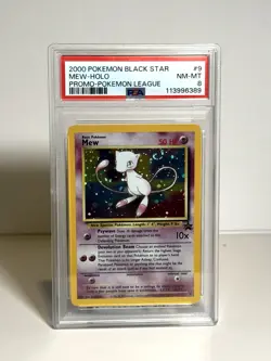 2000 POKEMON PROMO BLACK STAR #9 MEW-HOLO PROMO-POKEMON LEAGUE PSA 8 SWIRL 🌀🌀 - Image 4