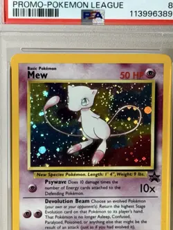 2000 POKEMON PROMO BLACK STAR #9 MEW-HOLO PROMO-POKEMON LEAGUE PSA 8 SWIRL 🌀🌀 - Image 5