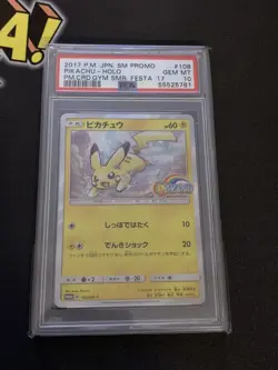 Japanese Pikachu Pokemon 2017 Holo Gym Summer Festa Promo 108/SM-P PSA 10 - Image 1