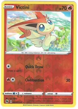 POKEMON CHAMPIONS PATH REVERSE HOLO VICTINI 007/073 NM/MINT PACK FRESH - Image 1