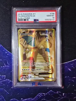 2016 Pokemon XY Evolutions # 106 Full Art Dragonite EX PSA 10 GEM MINT NEW CERT! - Image 1