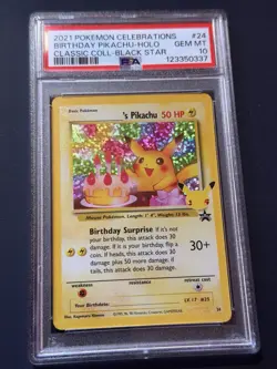 2021 POKEMON CELEBRATIONS CLASSIC COLLECTION #24 BIRTHDAY PIKACHU PSA 10 - Image 1