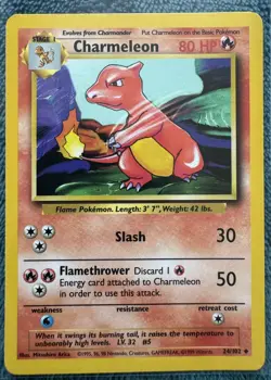 Uncommon Pokemon TCG Base Set 24/102 Charmeleon, Excellent Condition - Image 1