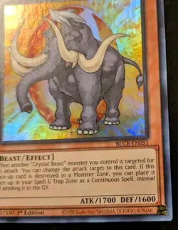 Crystal Beast Amber Mammoth BLCR-EN051 1st Ed. Ultra Rare Crystal Revenge YuGiOh - Image 5