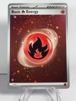 Pokemon SV Basic Energy 2 card set Grass 001 Fire 002 Cosmos Holo Swirl NM/M - Image 3