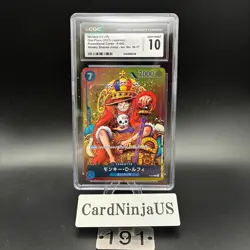 CGC GEM MINT 10 Monkey D Luffy P-043 One Piece Promotion Card Foil 2023 Weekly - Image 1