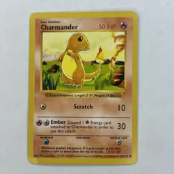 Pokemon TCG Card CHARMANDER Base Set 46/102 SHADOWLESS MP - Image 1
