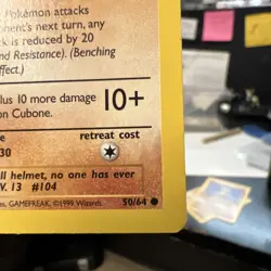 1999 Pokemon TCG Cubone Jungle Card 50/64 Regular Common 1st Edition - Image 5