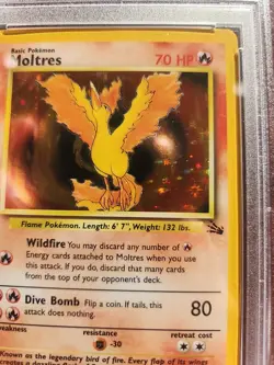 Moltres Fossil Holo Pokemon Card WOTC Near Mint PSA 7 - Image 4