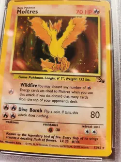 Moltres Fossil Holo Pokemon Card WOTC Near Mint PSA 7 - Image 5