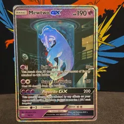 Pokemon Mewtwo GX 190 HP Shiny Holo Rare Full Art 78/73 Shining Legends Card - Image 1