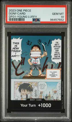 PSA 10 2023 DON!! Card DF01 Young Luffy Devil Fruit Col Vol. 1 One Piece POP 114 - Image 1