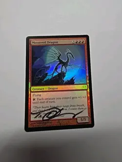 Moonveil Dragon Foil Dark Ascension Lightly Played MTG Signed - Image 1