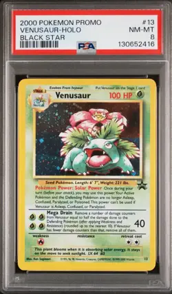 2000 Pokemon Promo Black Star Holo 13 Venusaur PSA 8 New Grade Swirl RARE - Image 1