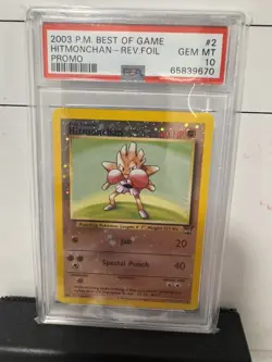 Pokemon Hitmonchan Best Of Game Promo #2 Reverse Holo PSA 10 Graded Slab - Image 1