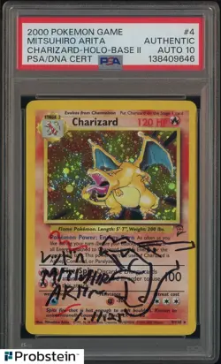 Mitsuhiro Arita Signed 2000 Pokemon Game Base 2 Charizard Holo 4 PSA/DNA AUTO 10 - Image 1