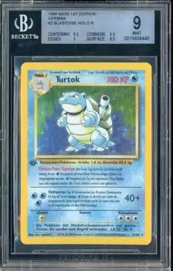 1999 Pokemon Base Set 1st Edition German #2 Blastoise Holo T BGS 9 MINT - Image 1