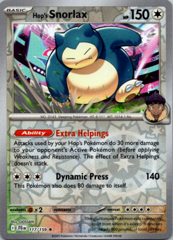 Hop's Snorlax 117/159 Reverse Holo Rare Pokemon TCG S&V Journey Together - Image 1