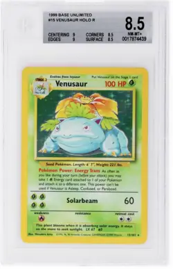 1999 Venusaur Holo Pokemon Base Unlimited BGS 8.5 - Image 3