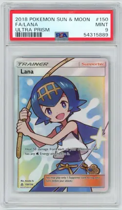 2018 Pokemon Sun & Moon Ultra Prism Lana FA #150 - PSA 9 MINT - Image 1