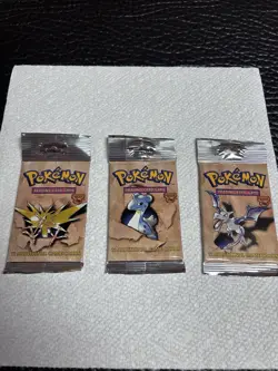 ALL THREE 1999 Wizards of The Coast Pokemon Fossil Booster Pack (WOC06159) HOLO - Image 1